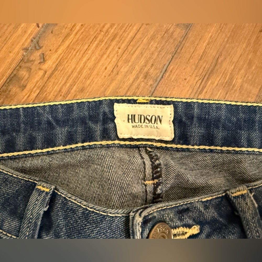 Hudson distressed straight leg cuffed woman’s jeans size 24. - Picture 6 of 10